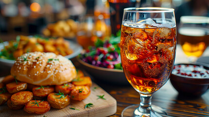 Capturing the Delicious Details: Close-Up Shots of Pub Finger Foods and Drinks - obrazy, fototapety, plakaty
