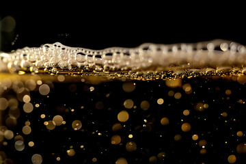 Close Up of Bubbles in a Glass of Beer - obrazy, fototapety, plakaty