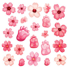 Paws and Petals Clipart Clipart isolated on white background