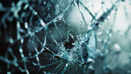 Intricate patterns of a shattered glass pane with a focus on details.