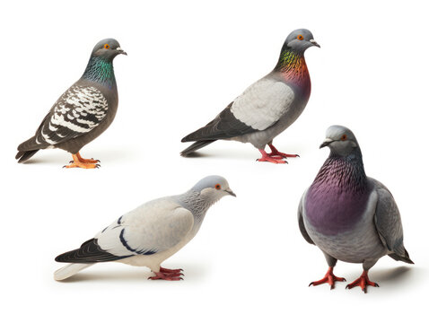 Pigeon collection set isolated on transparent background, transparency image, removed background