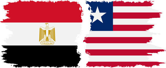 Liberia and Egypt grunge flags connection vector