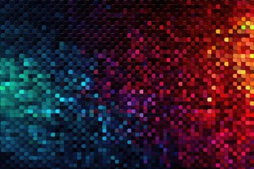 Pixelated digital noise, with random specks of multi-colored pixels against a dark background