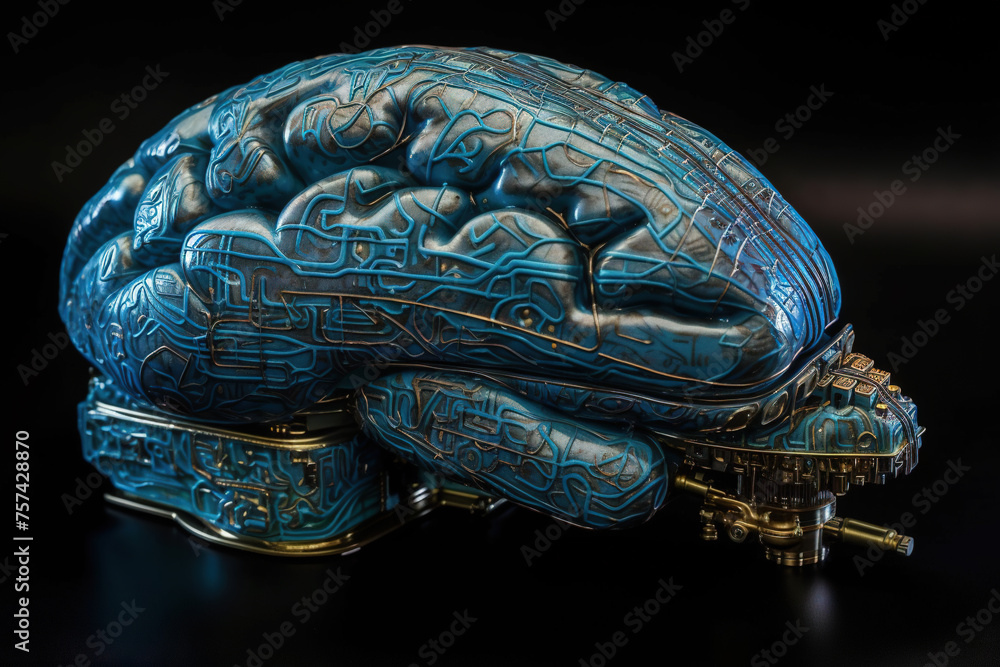 Aufkleber Artificial intelligence science concept with technological AI brain on the circuit board.