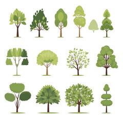 Collection of Various Stylized Tree Illustrations for Environmental Design