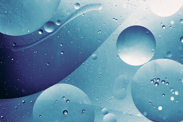 fresh water with air bubbles, blue abstract background