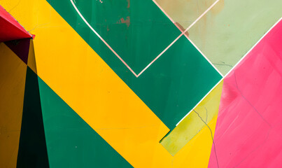 Vivid Geometric Shapes on Outdoor Basketball Court