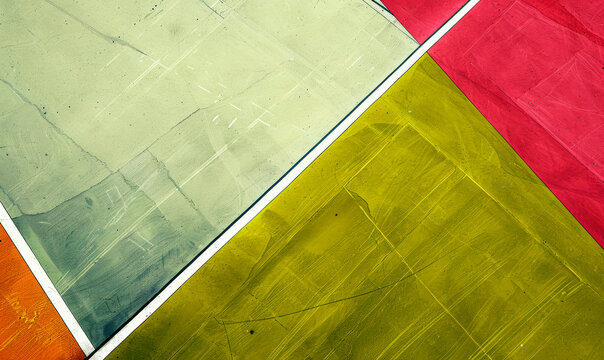 Diagonal Split of Vibrant Green and Red on Sports Court