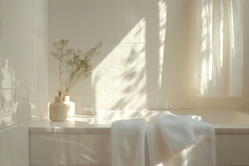 White Bath Tub Next to Window