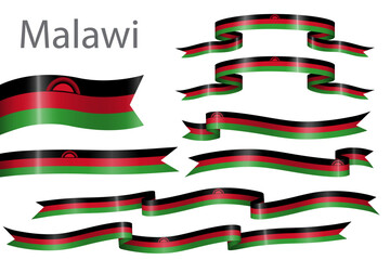 set of flag ribbon with colors of Malawi for independence day celebration decoration