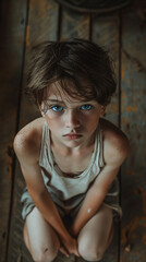 sad depressive teenager in dark room, ai