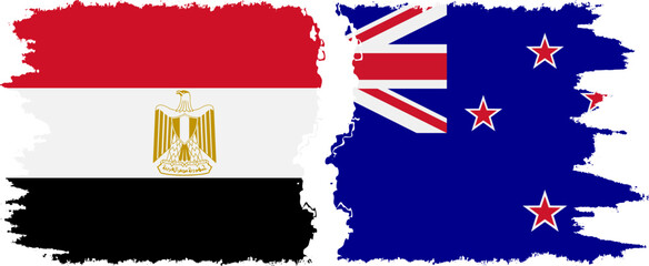Obraz premium New Zealand and Egypt grunge flags connection vector