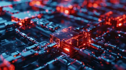 An abstract representation capturing the essence of blockchain technology