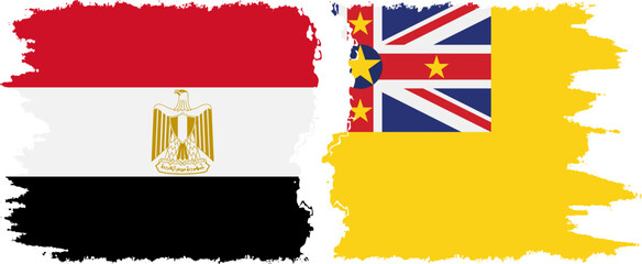Niue and Egypt grunge flags connection vector