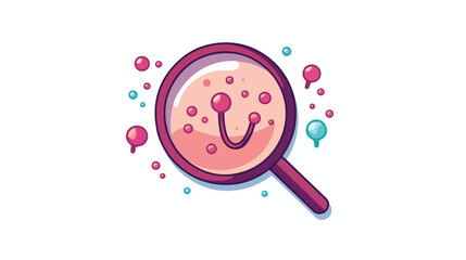 Bacteria Viruses Medical Search Flat Color Icon. vector