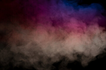 Purple and blue steam on a black background.