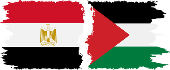 Palestine and Egypt grunge flags connection vector