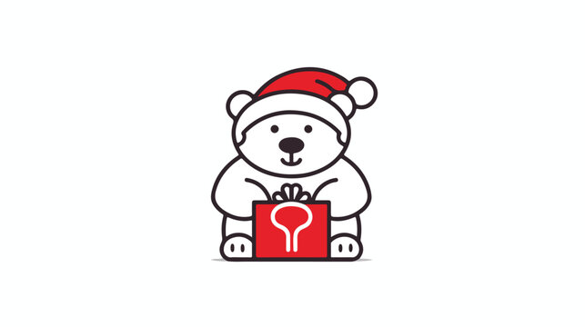 bear gift Santa sack Xmas filed editable outline ic