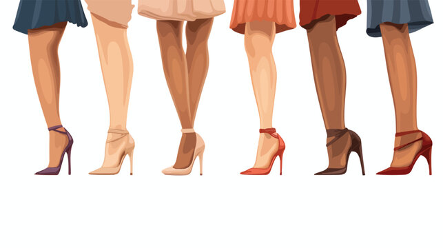 Beautiful women legs on white background. .. flat vector