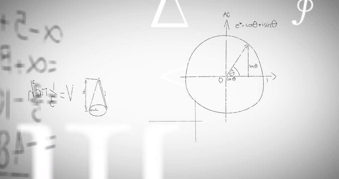 Animation of mathematical data processing over white background