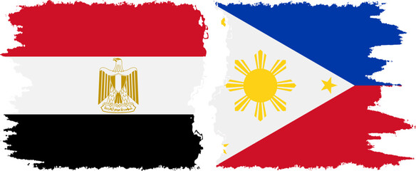 Philippines and Egypt grunge flags connection vector