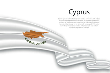 Abstract Wavy Flag of Cyprus on White Background