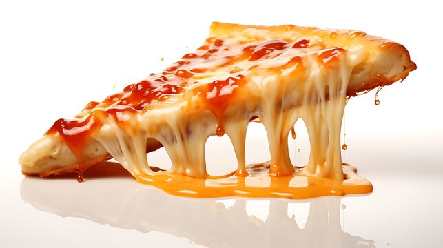 slice of pizza on white background