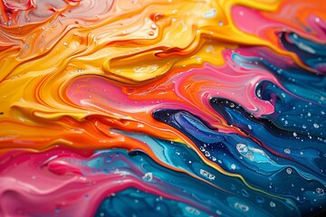 Swirling Abstract of Vivid Hues and Textured Paint