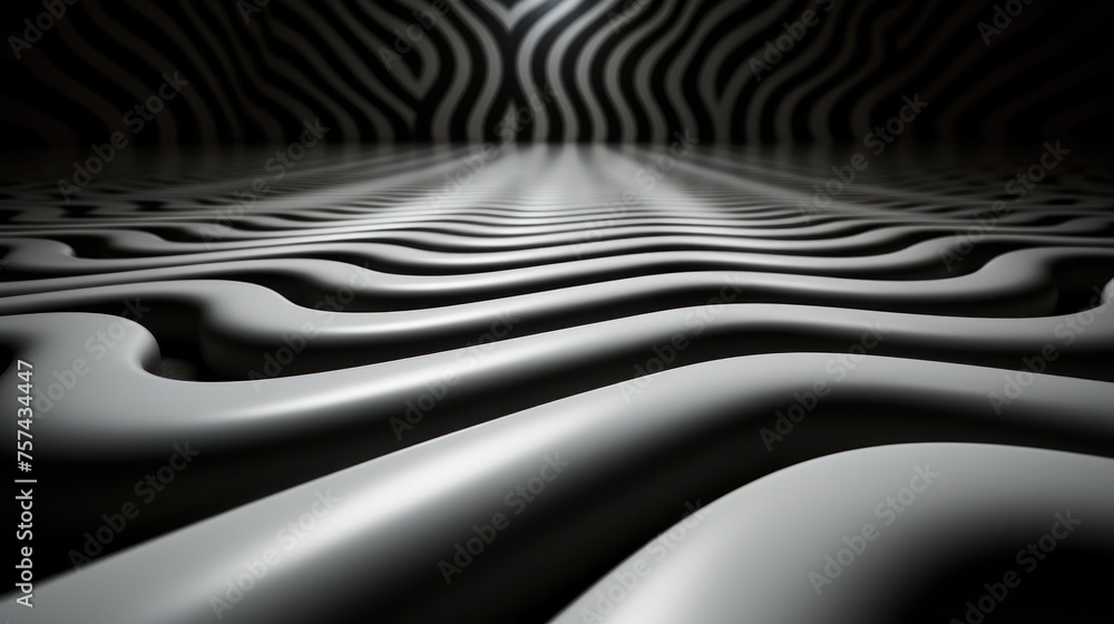 Aufkleber abstract black and white wavy lines create a dynamic pattern