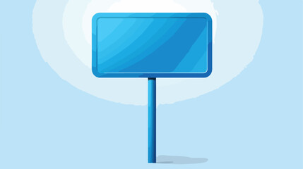 Blank blue square sign on a pole vector flat vector - obrazy, fototapety, plakaty