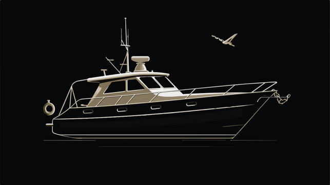 boat with anchor in black background Vector Illustr