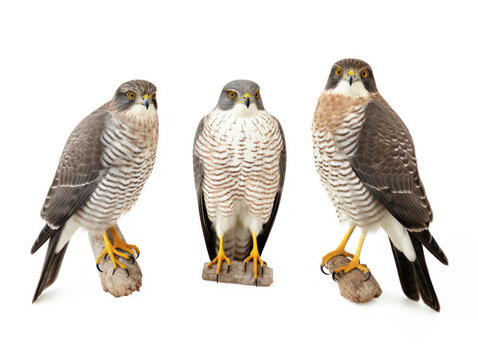 Sparrowhawk collection set isolated on transparent background, transparency image, removed background