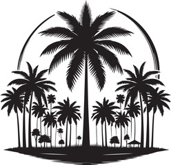 Palm tree silhouette vector illustration set