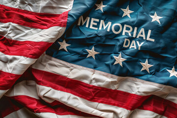 American flag with the inscription "MEMORIAL DAY" and place for text, banner for the holiday
