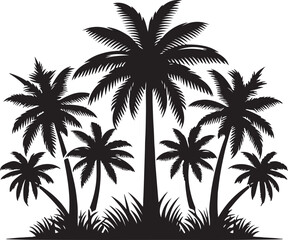 Palm tree silhouette vector illustration set