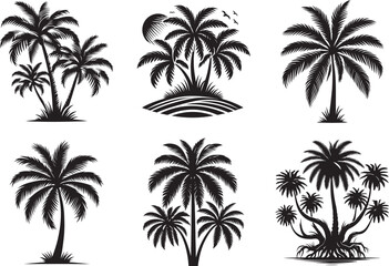 Fototapeta na wymiar Palm tree silhouette vector illustration set