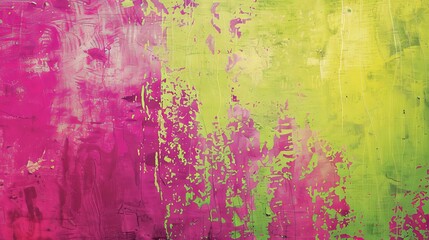 A dynamic fuchsia and lime green textured background, representing excitement and freshness.