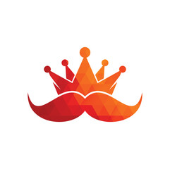 Mustache king vector logo design. Elegant stylish mustache crown logo.