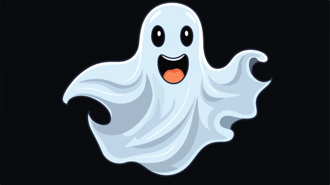 Cartoon funny ghost. Halloween character with cute