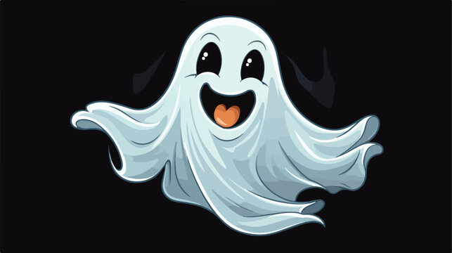 Cartoon funny ghost. Halloween character with cute