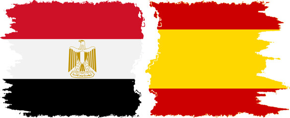 Spain and Egypt grunge flags connection vector