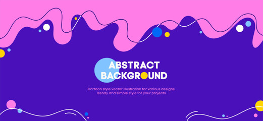 Colorful banner template with abstract shapes and lines. Flat style geometric background with pink, blue and yellow shapes. 80s-90s style retro art for web, app, social networks. Vector illustration