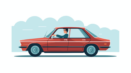 Cartoon Side view of a Man Driving  flat vector
