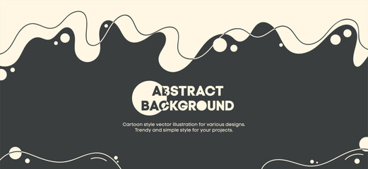 Monochrome retro banner template with abstract shapes and lines. Flat style geometric background. Vector illustration