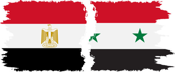 Syria and Egypt grunge flags connection vector