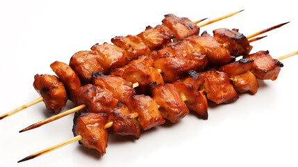shish kebab on the grill on white