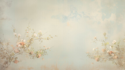 Vintage floral background with soft pastel colors and blossoms