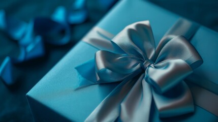 Gift blue ribbon surprise and romance