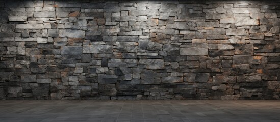 A dimly lit room featuring a brick wall and concrete flooring, showcasing a mix of brickwork and...
