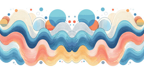 Abstract background with blue and orange waves and circles. pattern background, Vector illustration, generative ai